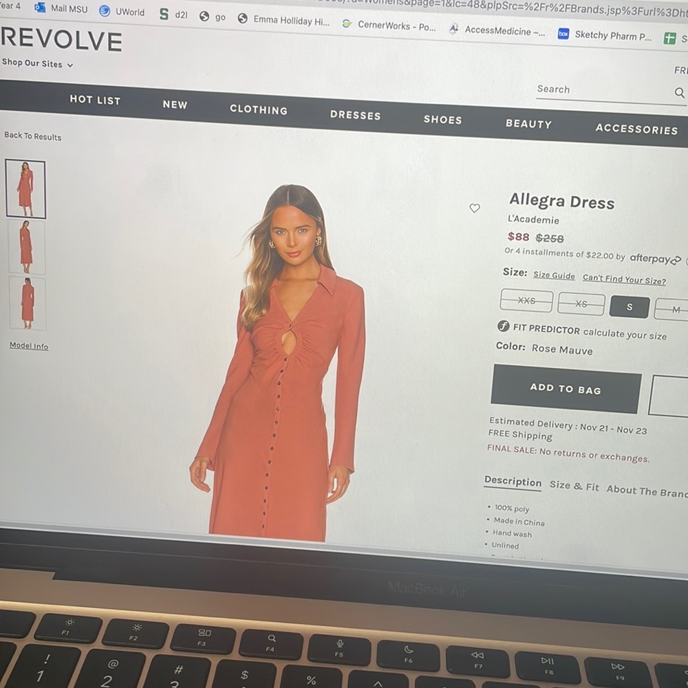 Rose mauve button Allegra dress from L’academie from revolve